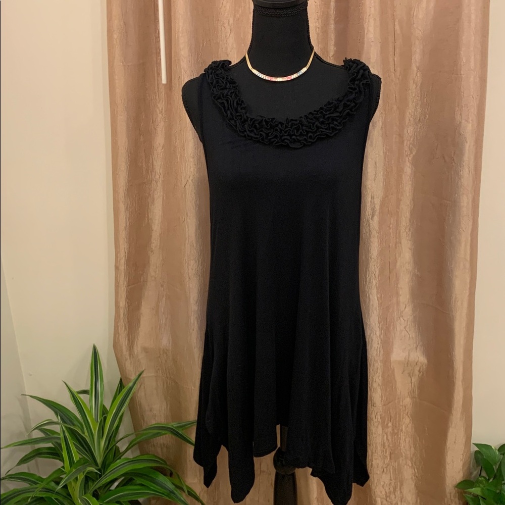 🌹LAPIS • Vintage EUC Black Sleeveless Tunic Flowing Blouse